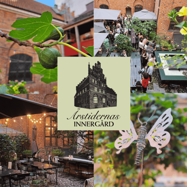 Trädgården Årstidernas innergård i Kockska huset, restaurang i Malmö uteservering